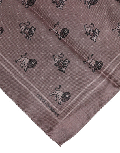 Dolce &amp; Gabbana – Brauner quadratischer Foulard-Schal mit Animal-Print