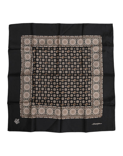 Dolce &amp; Gabbana – Schwarz-braun gemusterter quadratischer Foulard-Schal