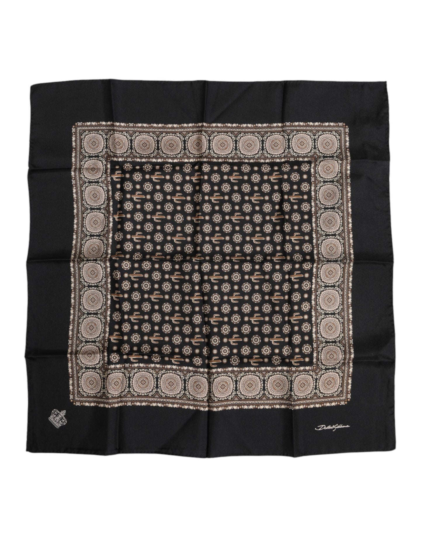 Dolce &amp; Gabbana – Schwarz-braun gemusterter quadratischer Foulard-Schal
