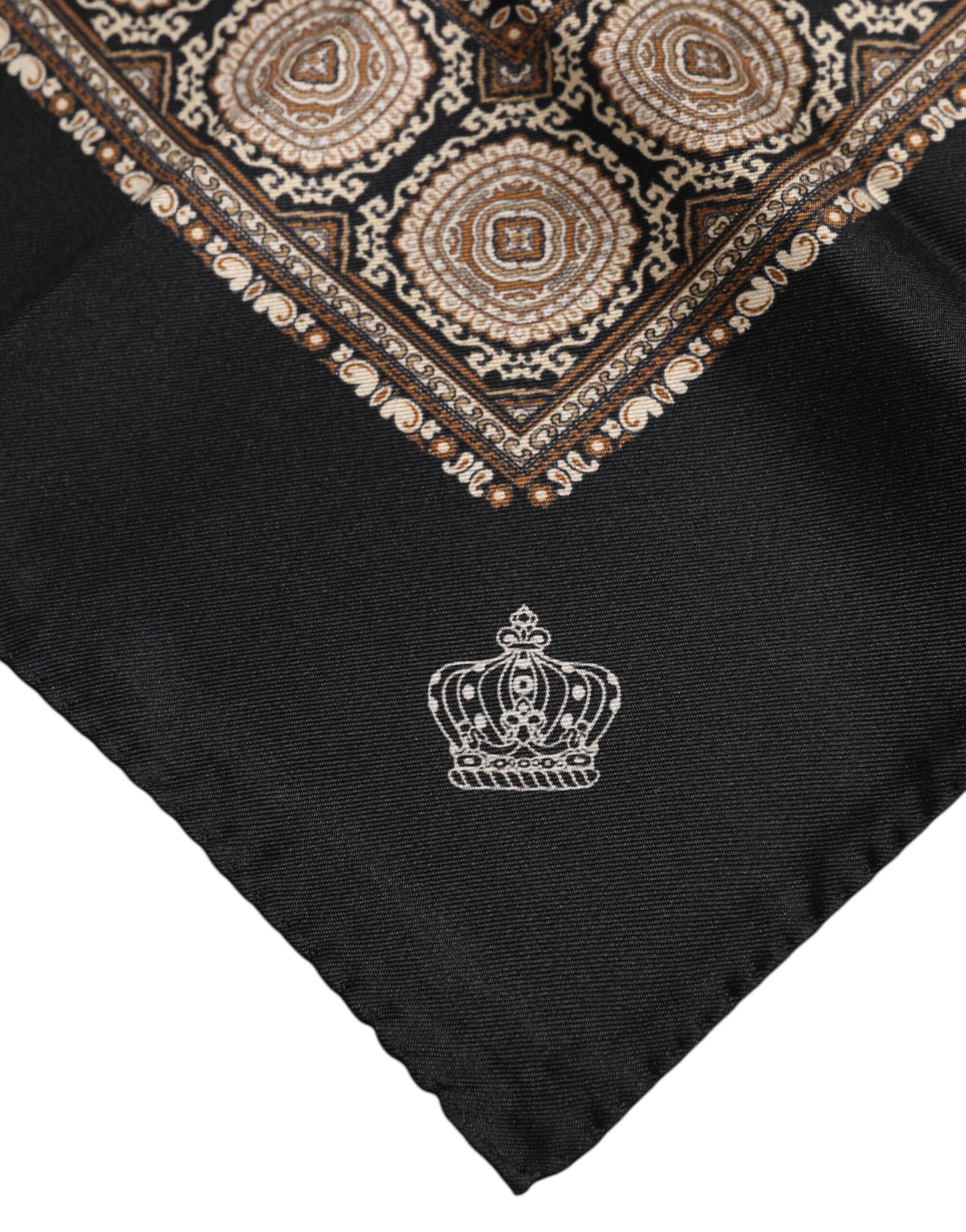 Dolce &amp; Gabbana – Schwarz-braun gemusterter quadratischer Foulard-Schal