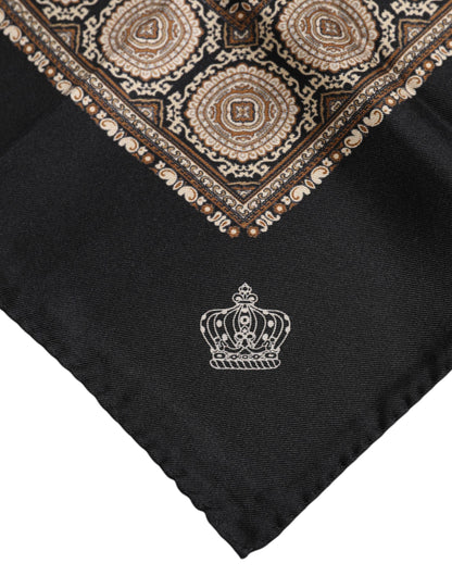 Dolce &amp; Gabbana – Schwarz-braun gemusterter quadratischer Foulard-Schal