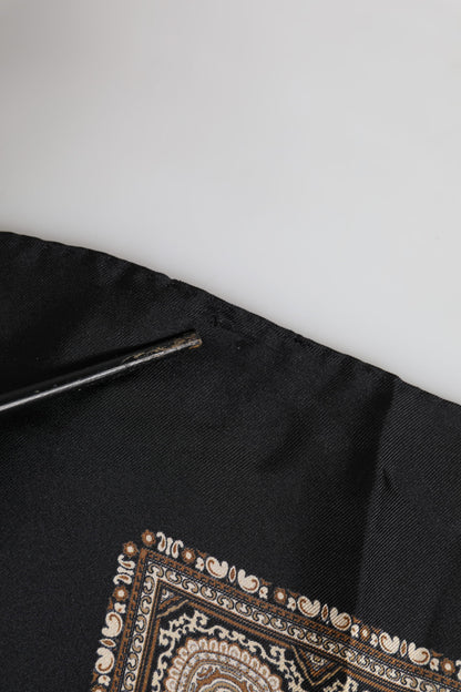 Dolce &amp; Gabbana – Schwarz-braun gemusterter quadratischer Foulard-Schal
