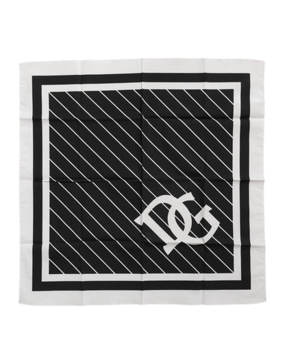 Dolce & Gabbana Black White DG Logo Square Men Foulard Scarf