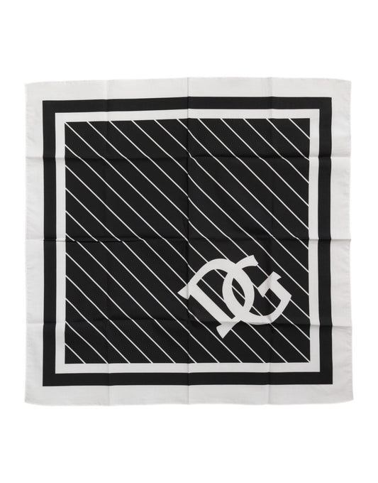 Dolce & Gabbana Black White DG Logo Square Men Foulard Scarf