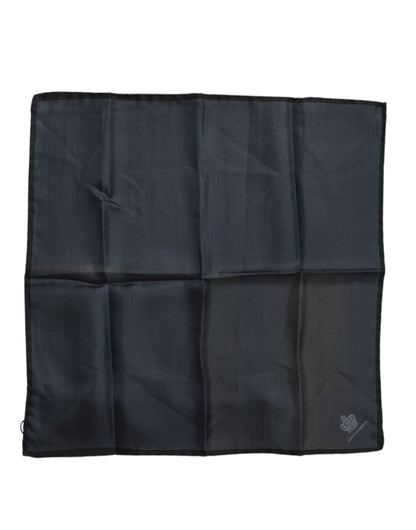 Dolce &amp; Gabbana Blauer quadratischer Foulard aus Seide mit DG-Krone für Herren