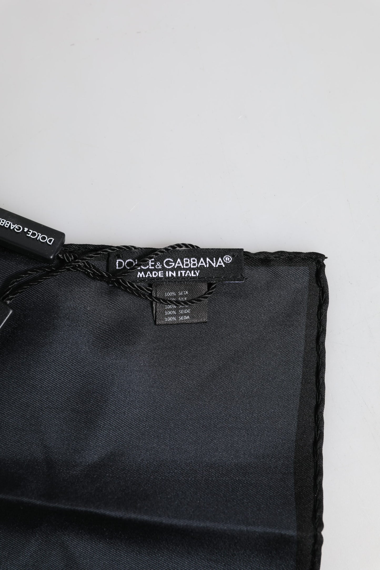 Dolce &amp; Gabbana Blauer quadratischer Foulard aus Seide mit DG-Krone für Herren