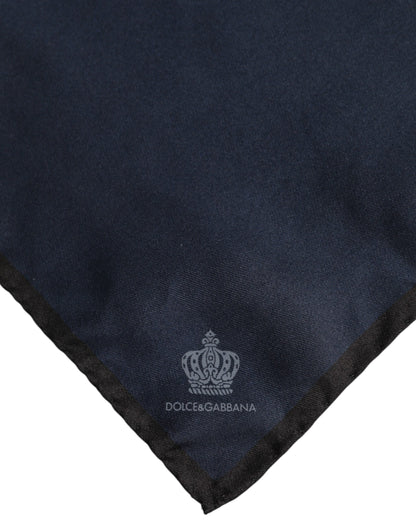 Dolce & Gabbana Blue DG Crown Silk Square Men Foulard Scarf