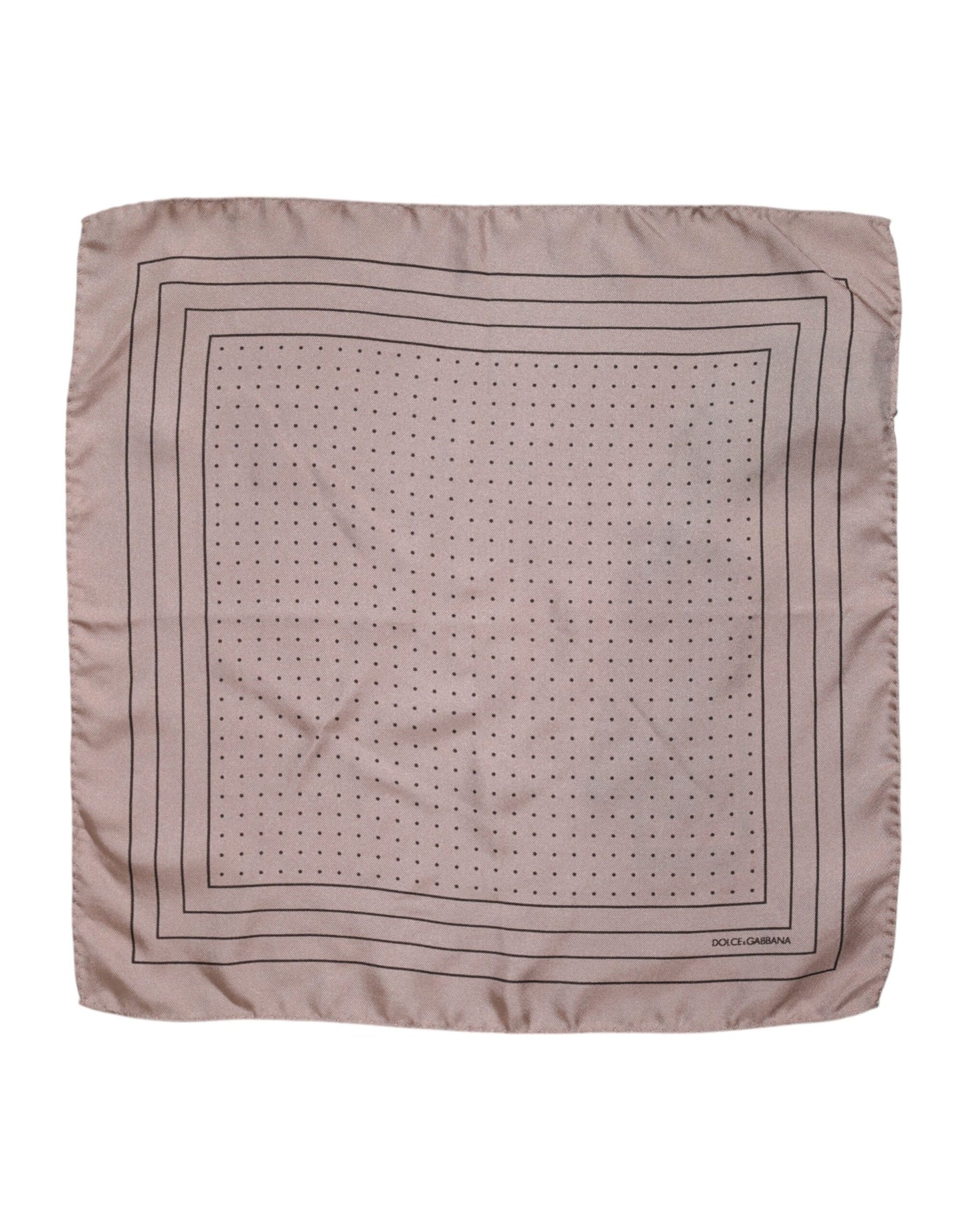 Dolce & Gabbana Beige Dotted Silk Square Men Foulard Scarf