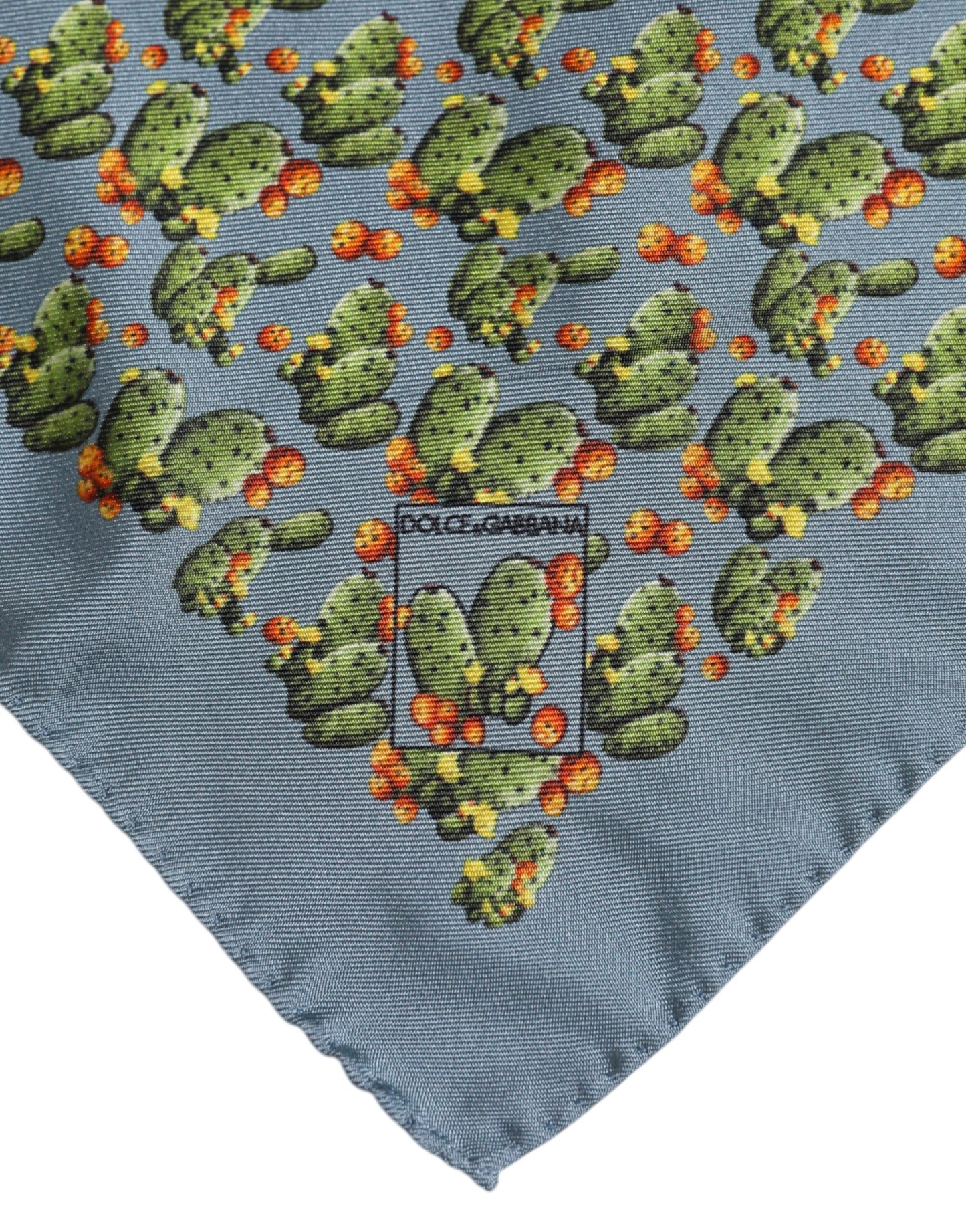Dolce & Gabbana Gray Green Cactus Print Square Foulard Scarf