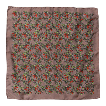 Dolce & Gabbana Brown Chilis Silk Square Men Foulard Scarf