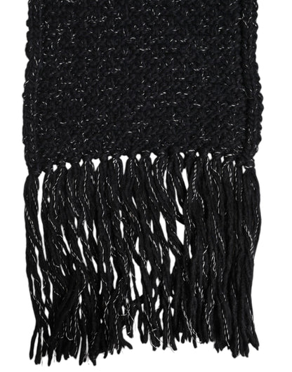 Dolce & Gabbana Black Cashmere Neck Warmer Wrap Shawl Scarf