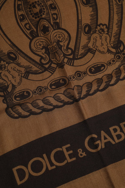 Dolce & Gabbana Brown DG Crown Neck Warmer Men Foulard Scarf