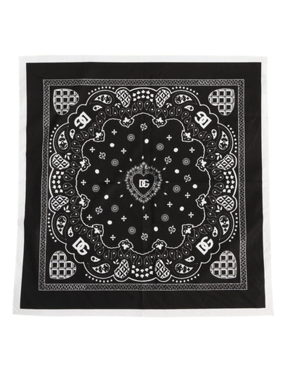 Dolce & Gabbana Black White Bandana Square Men Foulard Scarf
