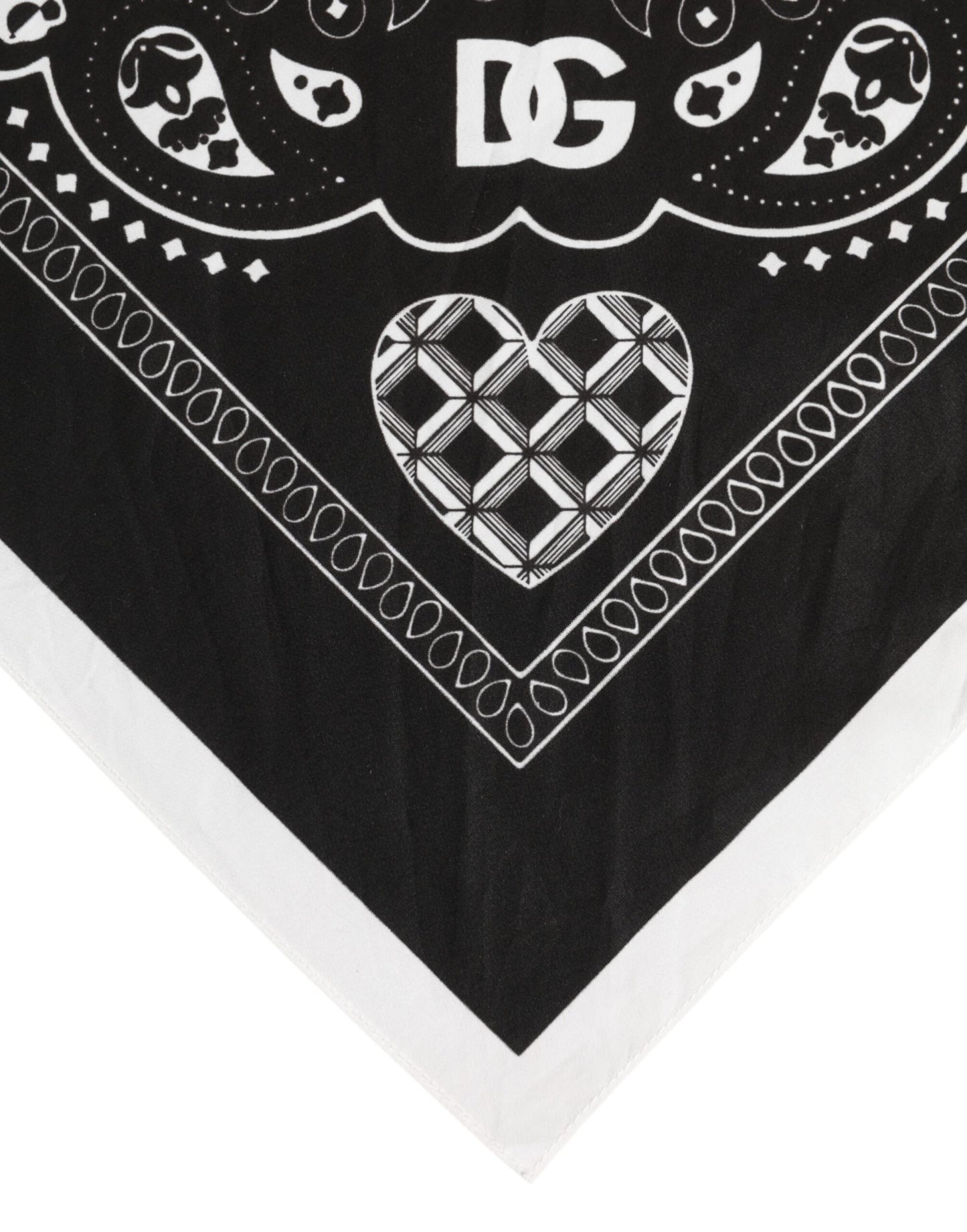 Dolce & Gabbana Black White Bandana Square Men Foulard Scarf