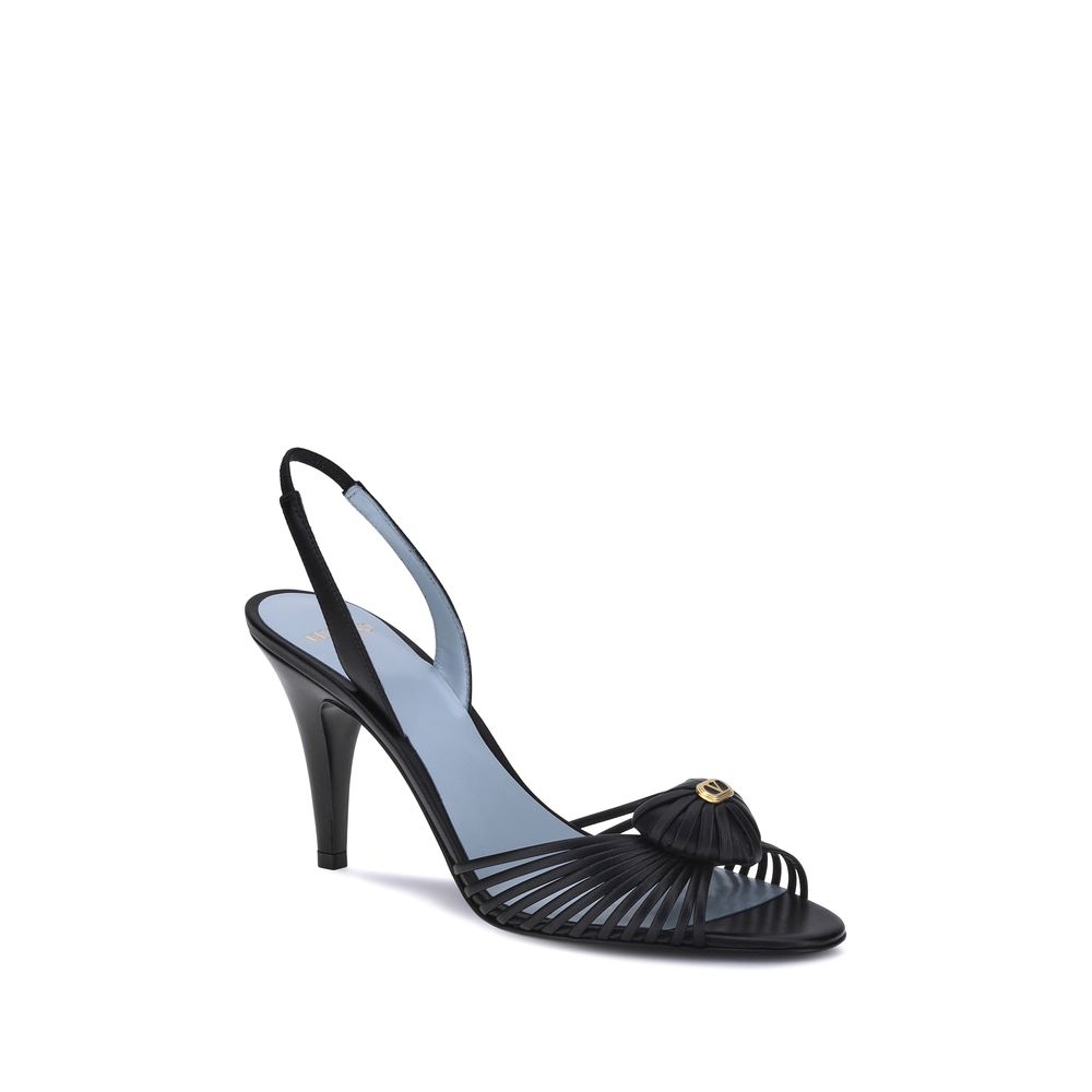 Valentino Garavani Sandalen aus schwarzem Kalbsleder mit Stiletto-Absatz (Bos Taurus)