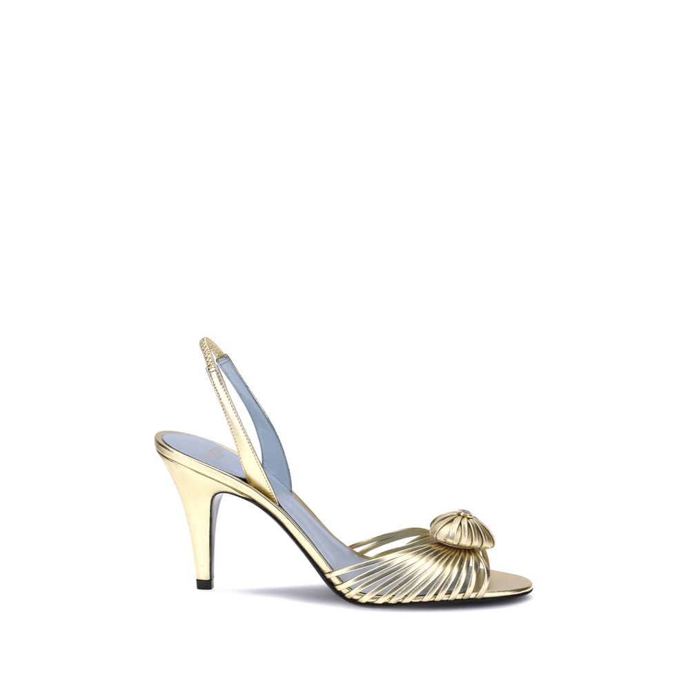 Valentino Garavani Sandalen aus goldfarbenem Kalbsleder mit Stiletto-Absatz aus Bos Taurus Leder.