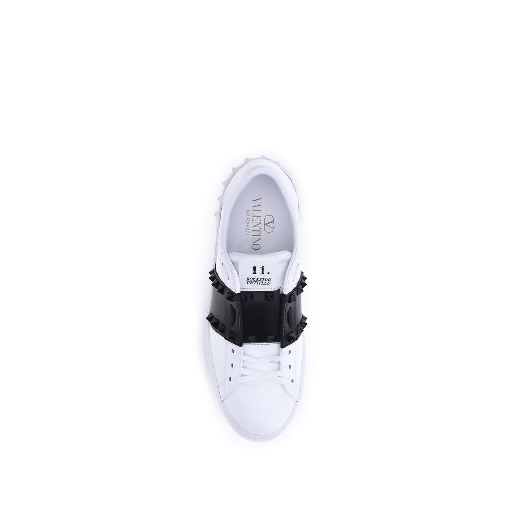 Valentino Garavani Schwarze Kalbsleder-Sneaker Bos Taurus mit niedrigem Schaft