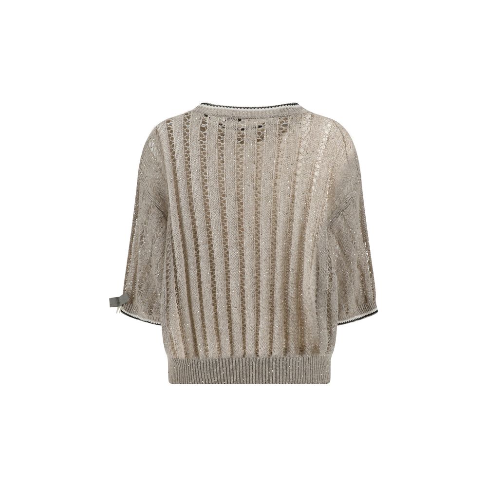 Brunello Cucinelli Pullover mit durchbrochenem Strickmuster und Pailletten