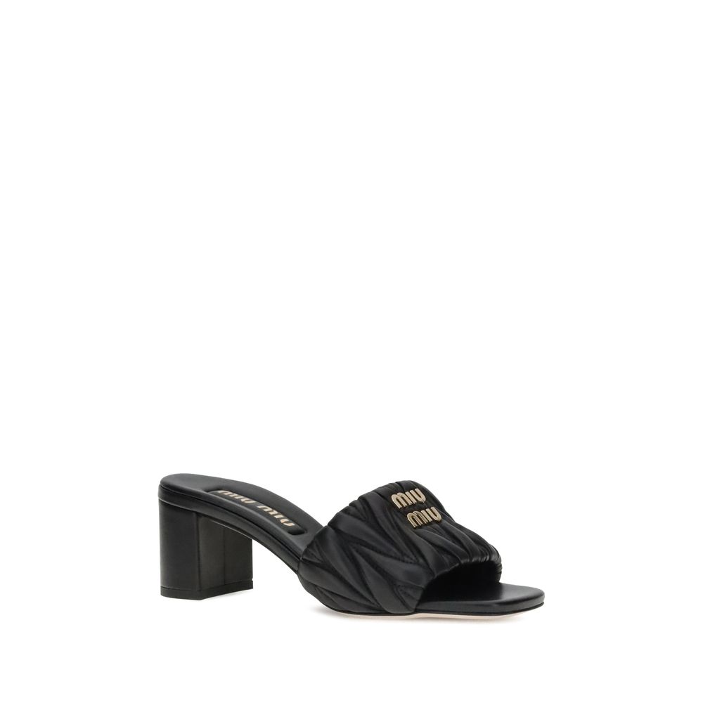 Miu Miu Schwarze Lammleder-Sandalen mit Stiletto-Absatz aus Widderleder