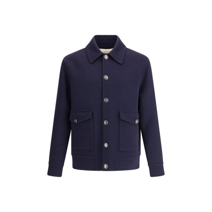 Valentino Blue Fleece Wool Coat