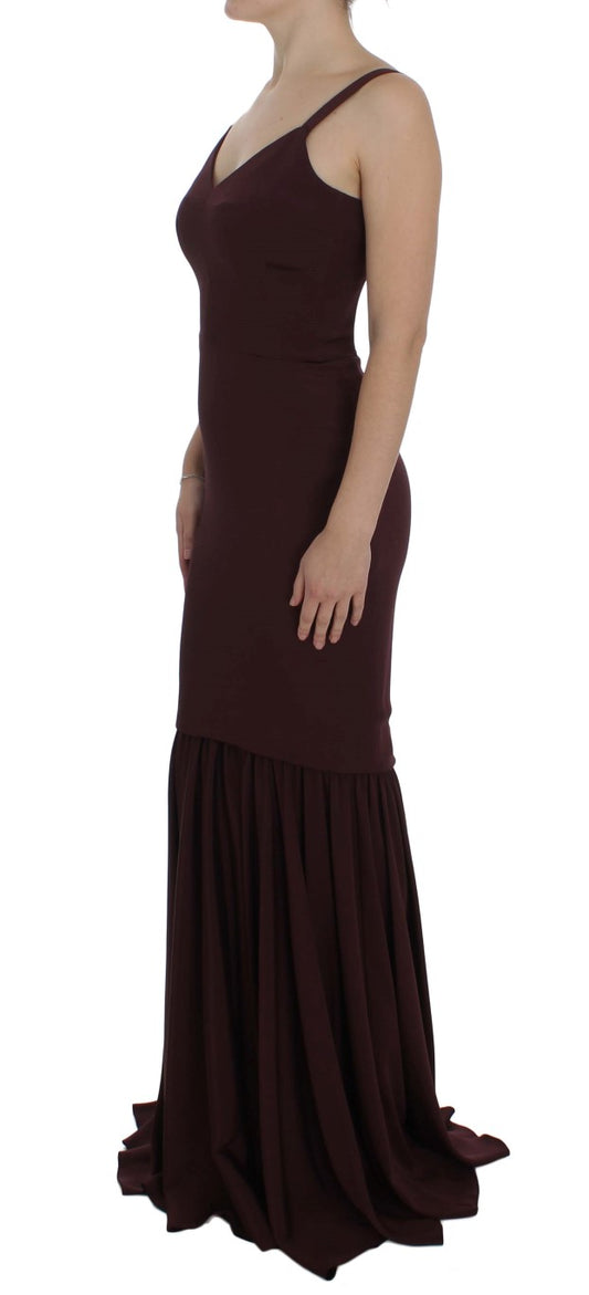 Dolce &amp; Gabbana Bordeaux Stretch-Etuikleid in voller Länge