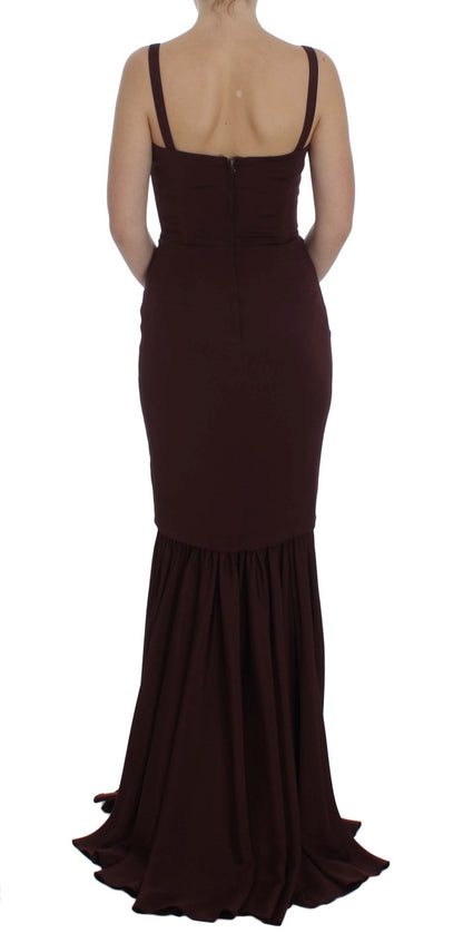 Dolce &amp; Gabbana Bordeaux Stretch-Etuikleid in voller Länge