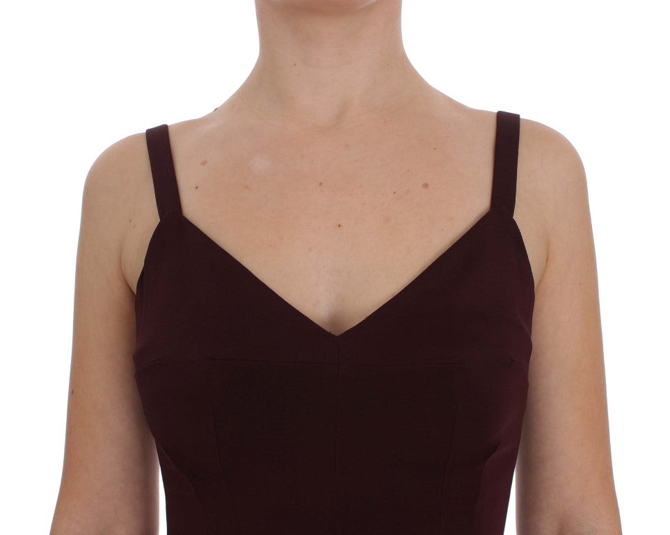 Dolce &amp; Gabbana Bordeaux Stretch-Etuikleid in voller Länge