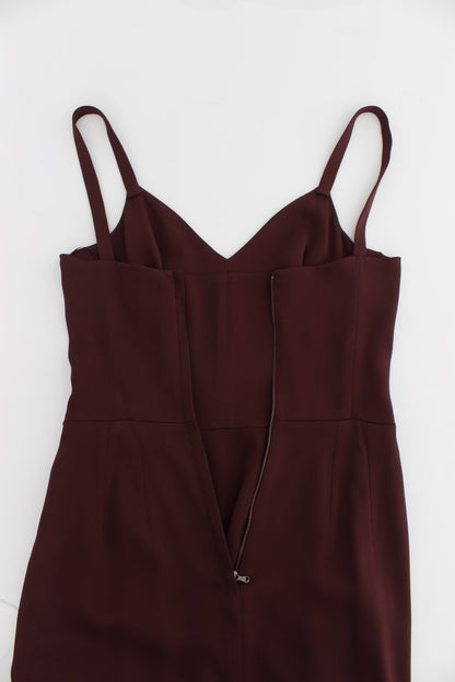 Dolce &amp; Gabbana Bordeaux Stretch-Etuikleid in voller Länge