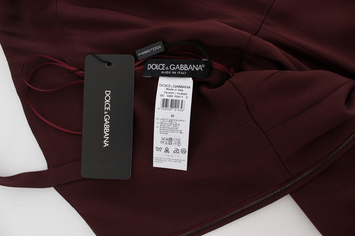Dolce &amp; Gabbana Bordeaux Stretch-Etuikleid in voller Länge