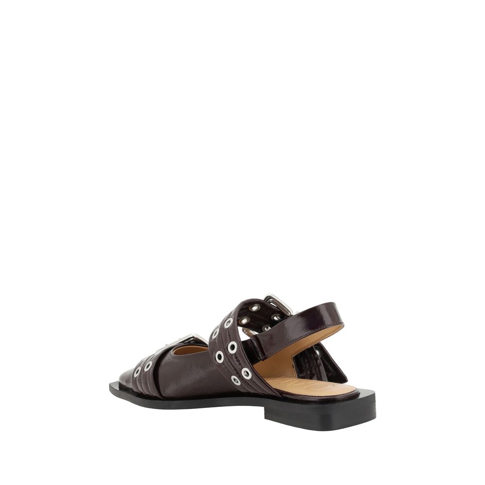 Ganni Braune Ballerinas aus Polyester
