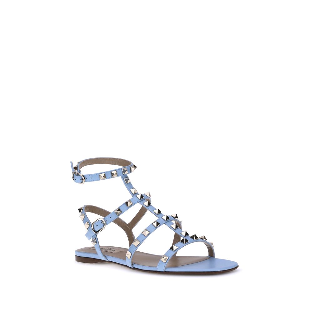 Valentino Garavani Hellblaue Kalbsleder-Sandalen Modell Bos Taurus