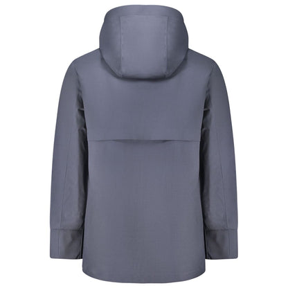 K-WAY Blue Wool Men Trench Coat