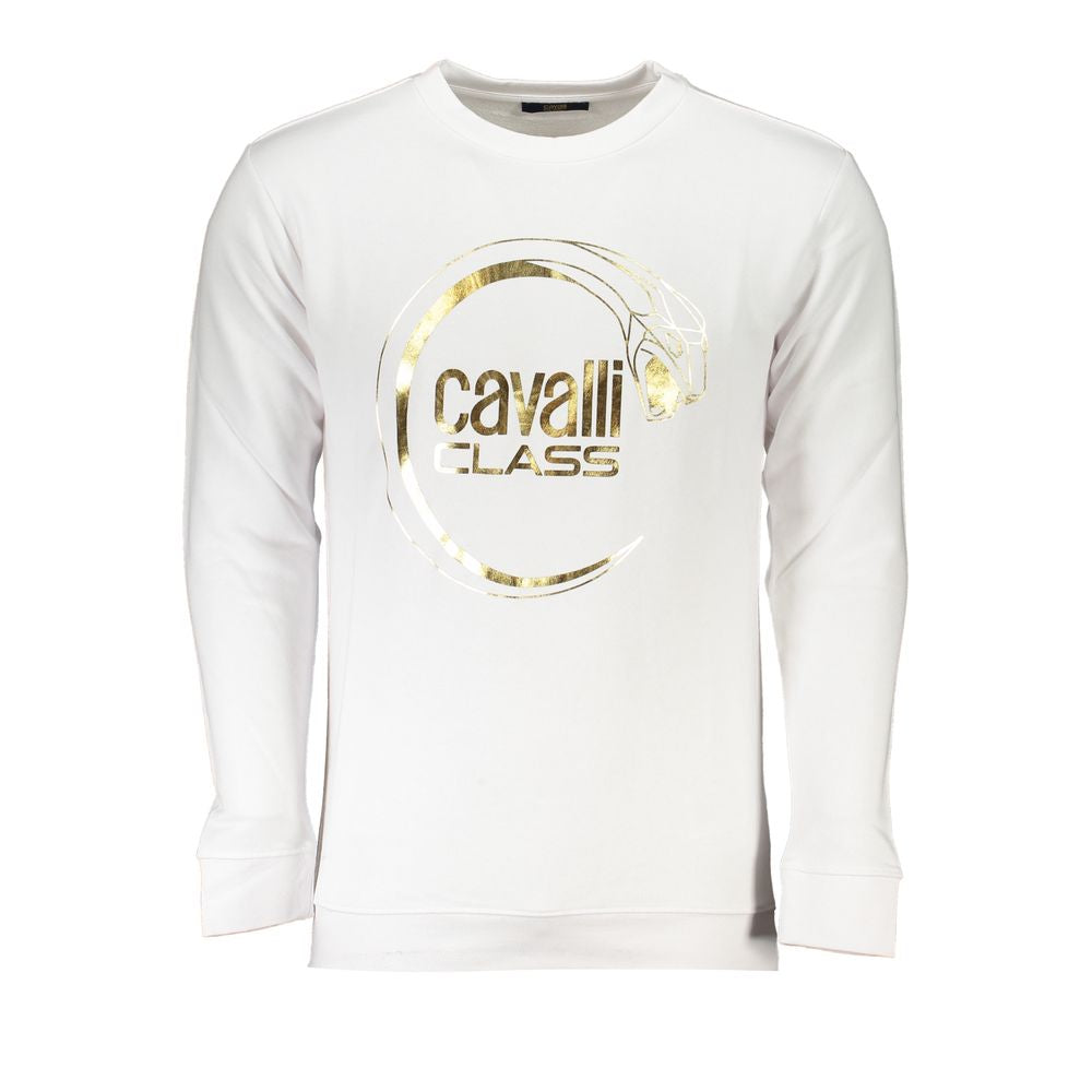 Cavalli Class Weißer Baumwollpullover für Herren