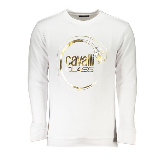 Cavalli Class Weißer Baumwollpullover für Herren