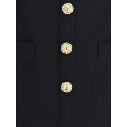 Schwarzes Fleece-Woll-Freizeitkleid von Balmain