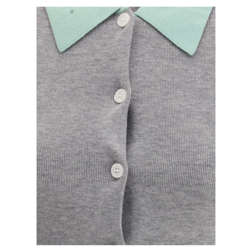 Cardigan aus grauer Merinowolle von Self-Portrait