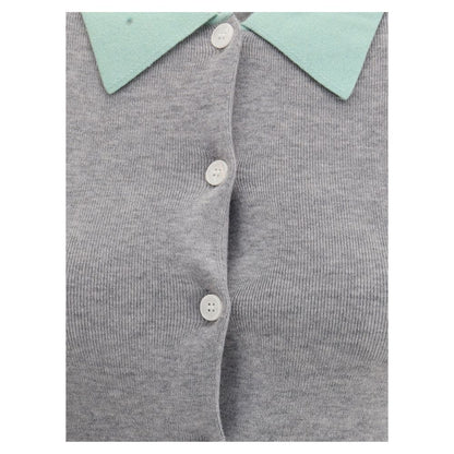 Cardigan aus grauer Merinowolle von Self-Portrait