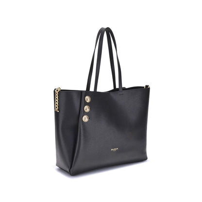 Balmain Schultertasche aus schwarzem Kalbsleder (Bos Taurus)