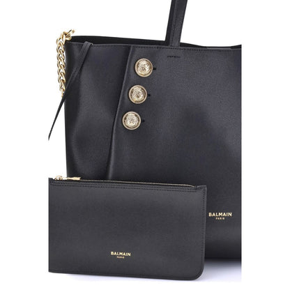 Balmain Schultertasche aus schwarzem Kalbsleder (Bos Taurus)