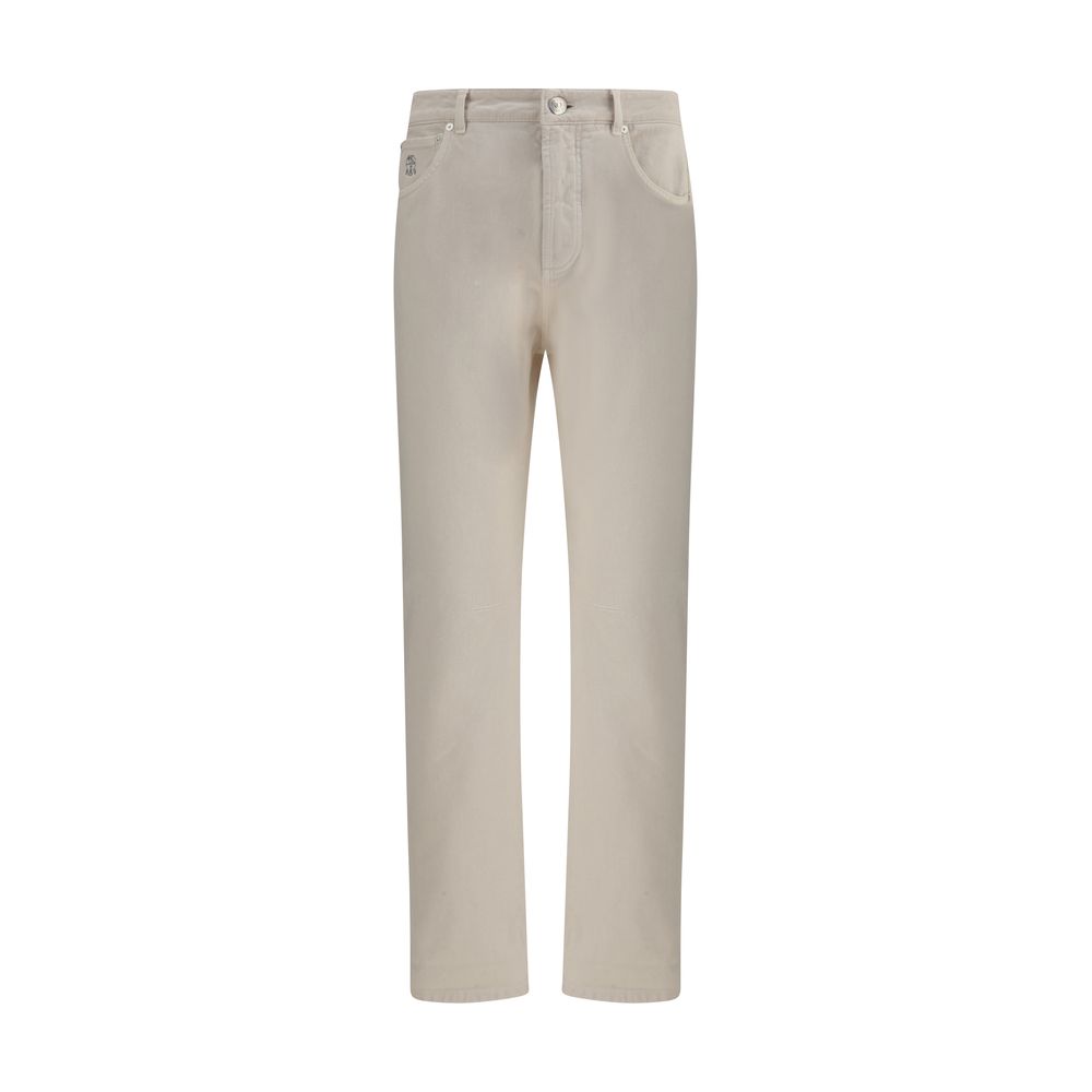 Brunello Cucinelli Jeans aus cremefarbener Baumwolle