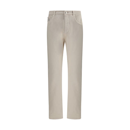 Brunello Cucinelli Jeans aus cremefarbener Baumwolle