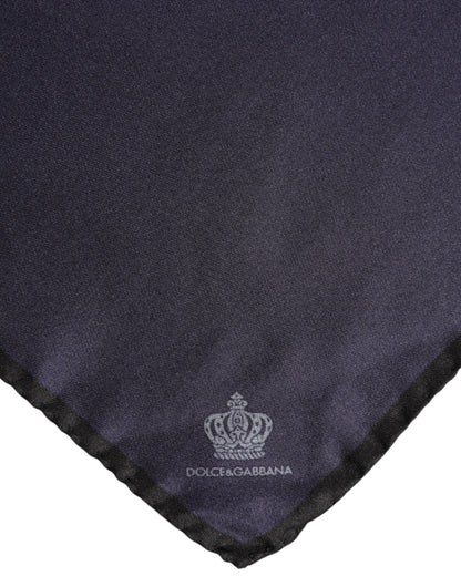 Dolce &amp; Gabbana Blauer quadratischer Foulard aus Seide mit DG-Krone für Herren