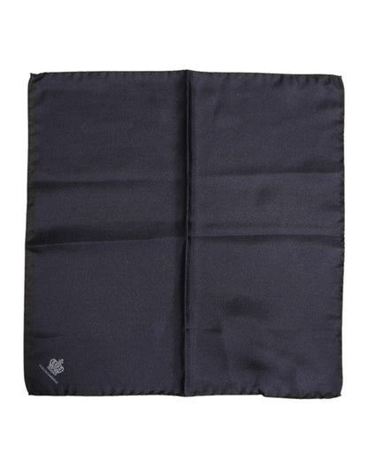 Dolce &amp; Gabbana Blauer quadratischer Foulard aus Seide mit DG-Krone für Herren