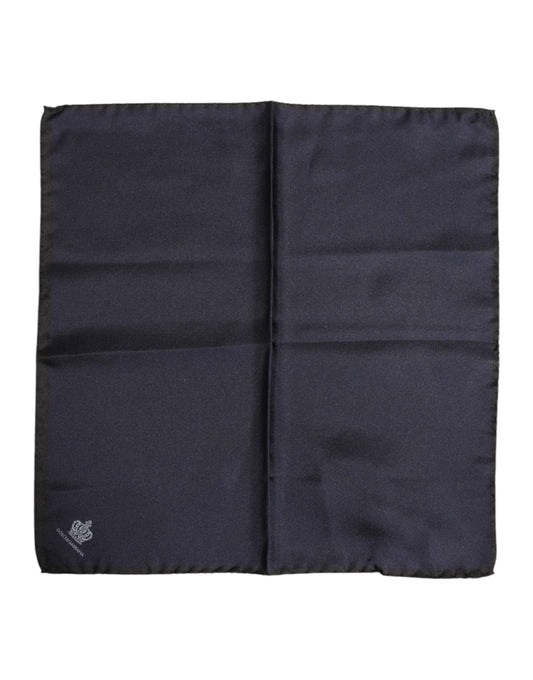 Dolce &amp; Gabbana Blauer quadratischer Foulard aus Seide mit DG-Krone für Herren