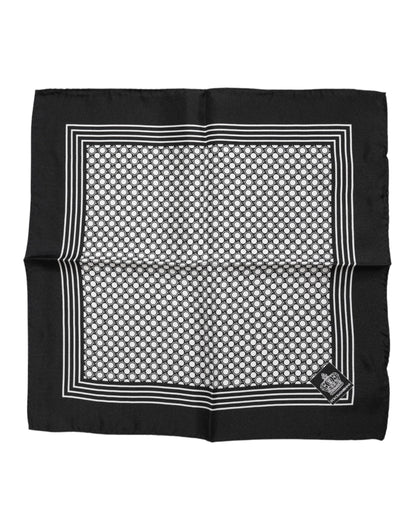 Dolce & Gabbana Black White Patterned Square Men Foulard Scarf