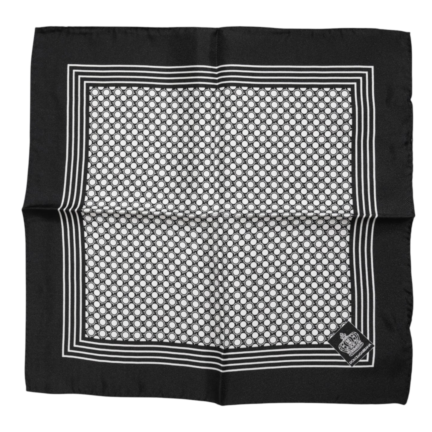 Dolce & Gabbana Black White Patterned Square Men Foulard Scarf