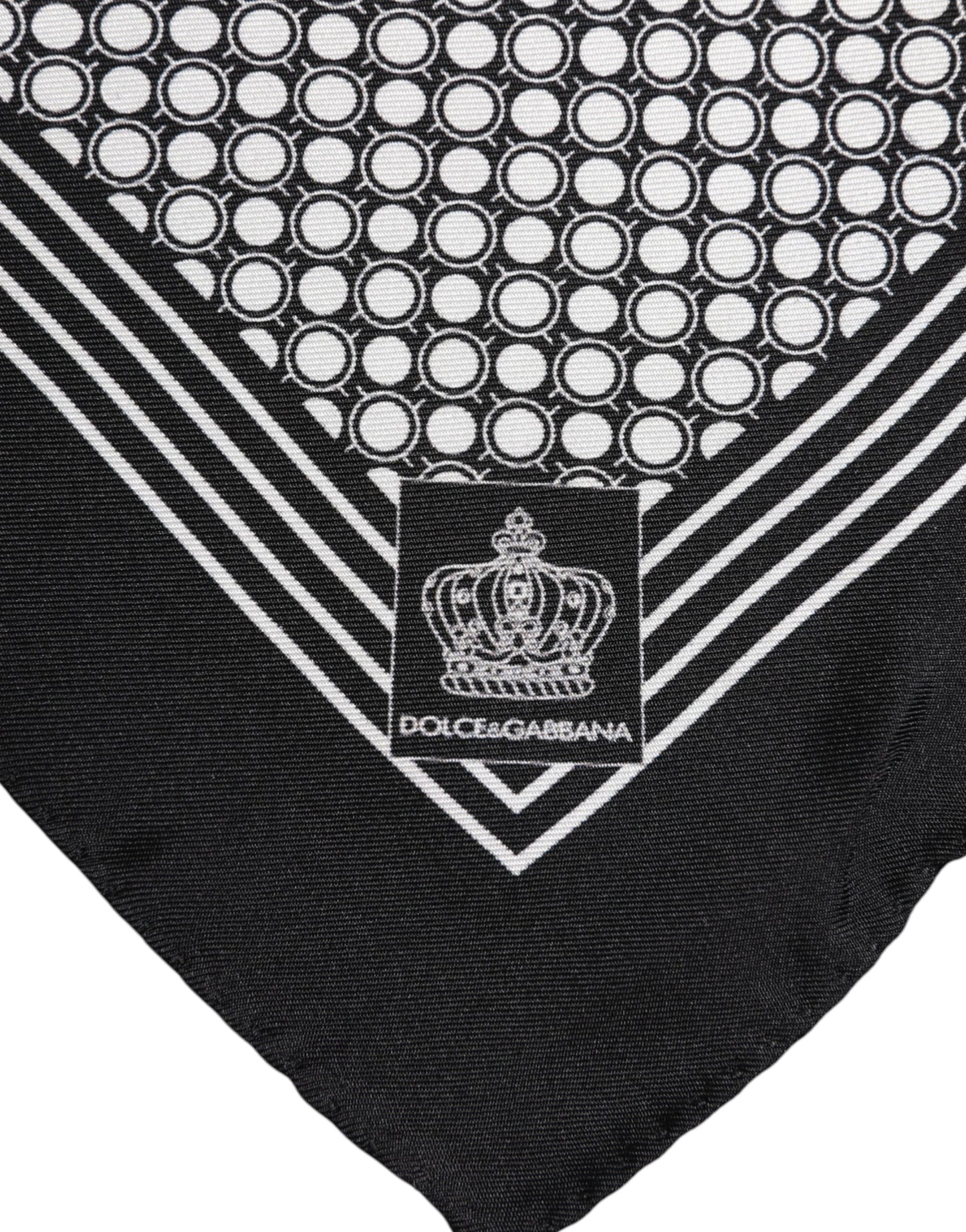 Dolce & Gabbana Black White Patterned Square Men Foulard Scarf