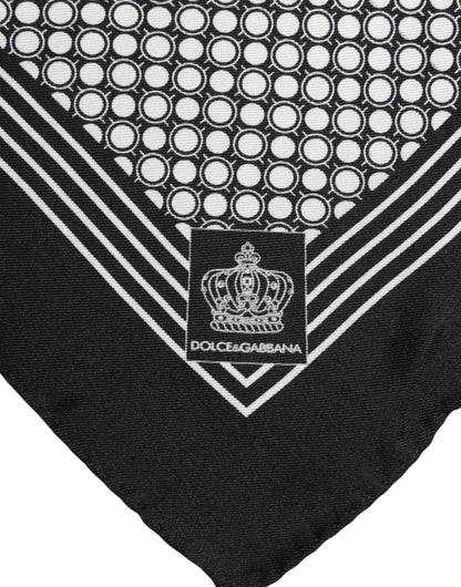 Dolce & Gabbana Black White Patterned Square Men Foulard Scarf