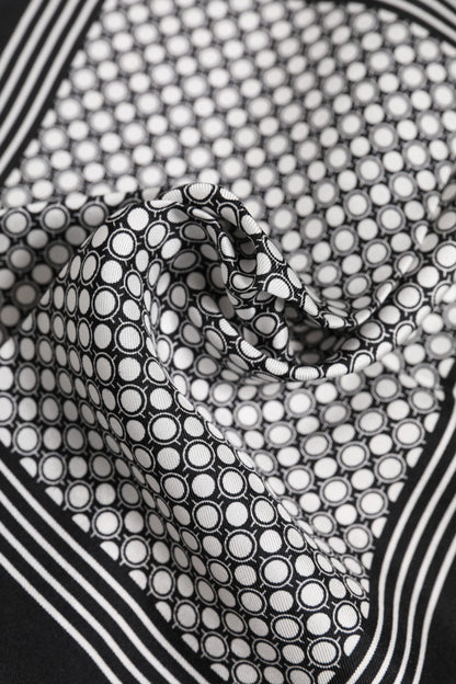 Dolce & Gabbana Black White Patterned Square Men Foulard Scarf