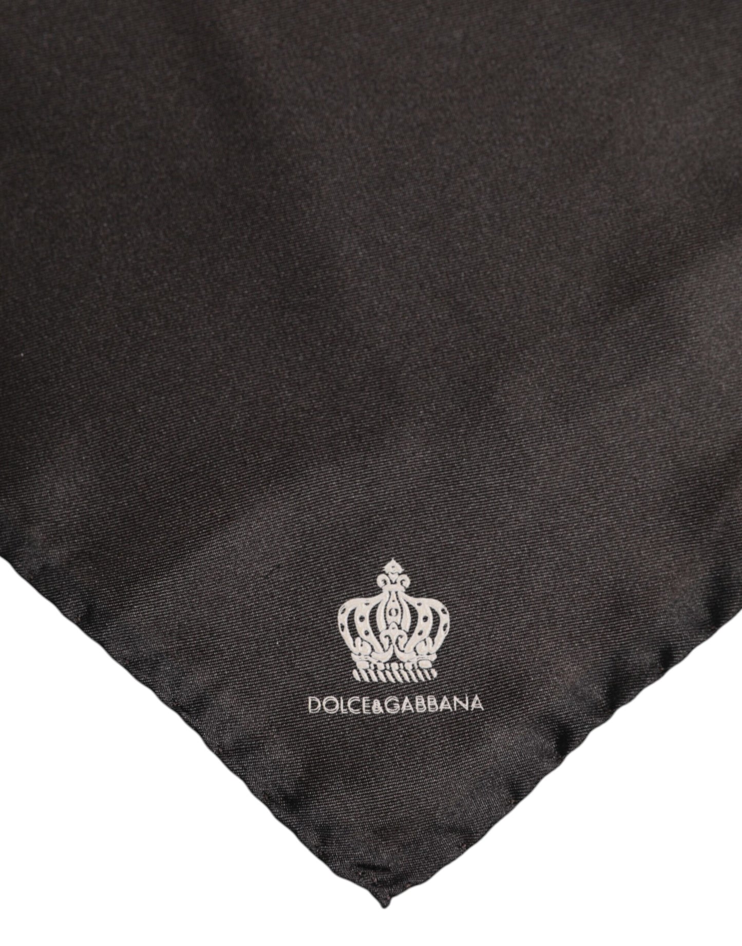 Dolce &amp; Gabbana Brauner quadratischer Foulard aus Seide mit DG Crown-Motiv für Herren